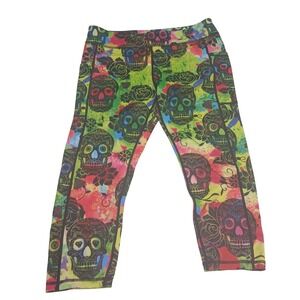 Constantly Varied Gear XLarge Skull Rose Print Capris Leggings Activewear